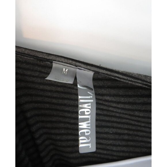 Silverwear Womens Black & Gray Striped Long Sleeve Peplum Top M NWT $40 - Picture 3 of 4